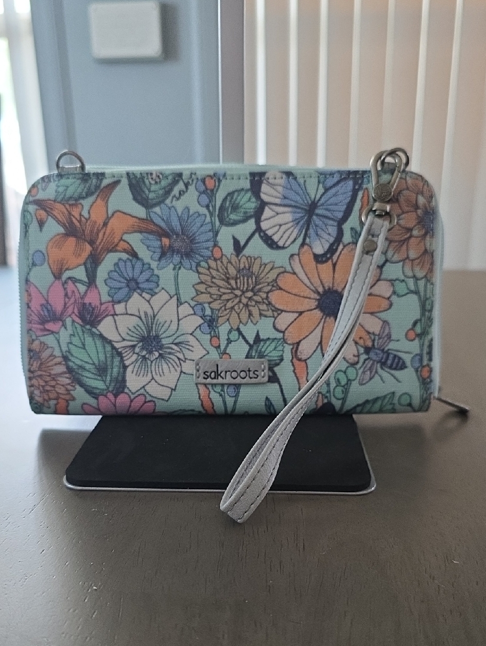 Sakroots "Aqua in Bloom" Floral Zip Wristlet